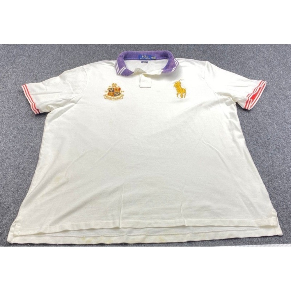 Polo Ralph Lauren Polo Shirt Mens XXL White Big Pony Crest Classic Fit Short Slv
